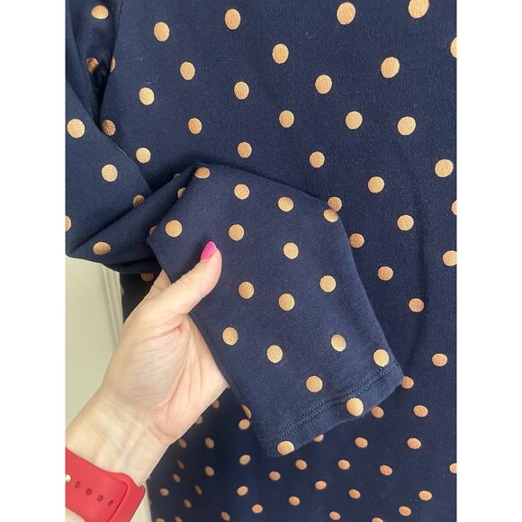 BODEN Blue Gold Polka Dot Cotton Sweatshirt Dress Sz 4R Comfort Preppy Party - Picture 3 of 8